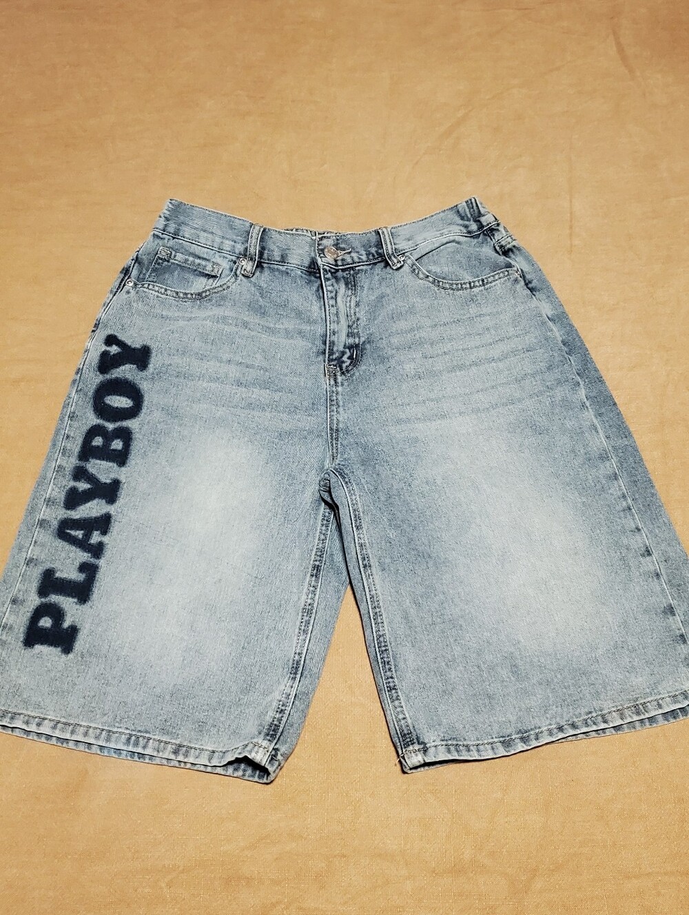 Playboy Women's Light Wash Graphic Denim Shorts Size 9
